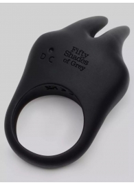 Черное эрекционное виброкольцо Sensation Rechargeable Vibrating Rabbit Love Ring - Fifty Shades of Grey - в Ессентуках купить с доставкой