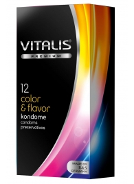 Цветные ароматизированные презервативы VITALIS PREMIUM color   flavor - 12 шт. - Vitalis - купить с доставкой в Ессентуках