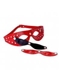 Красная кожаная маска со съёмными шорами - Sitabella - купить с доставкой в Ессентуках