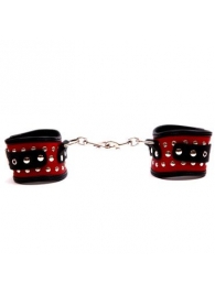 Фигурные красно-чёрные наручники с клёпками - Подиум - купить с доставкой в Ессентуках