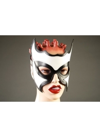 Кожаная маска-очки с белой вставкой - Подиум - купить с доставкой в Ессентуках