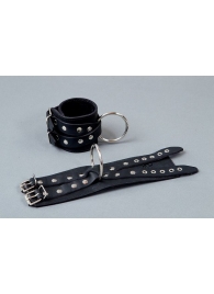 Чёрные кожаные наручники  Крест - Подиум - купить с доставкой в Ессентуках