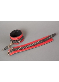 Красные кожаные наручники на мягкой подкладке - Подиум - купить с доставкой в Ессентуках