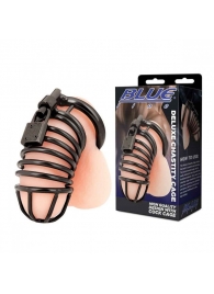 Черная металлическая клетка с замком Deluxe Chastity Cage - BlueLine - купить с доставкой в Ессентуках