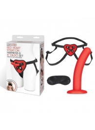 Красный поясной фаллоимитатор Red Heart Strap on Harness   5in Dildo Set - 12,25 см. - Lux Fetish - купить с доставкой в Ессентуках