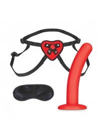 Красный поясной фаллоимитатор Red Heart Strap on Harness   5in Dildo Set - 12,25 см. - Lux Fetish - купить с доставкой в Ессентуках