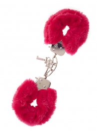 Металлические наручники с красной меховой опушкой METAL HANDCUFF WITH PLUSH RED - Dream Toys - купить с доставкой в Ессентуках