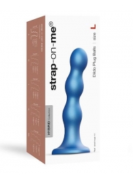 Голубая насадка Strap-On-Me Dildo Plug Balls size L - Strap-on-me - купить с доставкой в Ессентуках