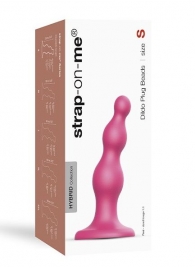 Розовая насадка Strap-On-Me Dildo Plug Beads size S - Strap-on-me - купить с доставкой в Ессентуках