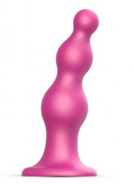 Розовая насадка Strap-On-Me Dildo Plug Beads size S - Strap-on-me - купить с доставкой в Ессентуках