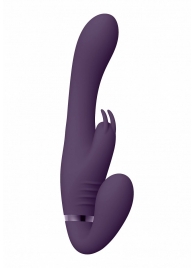 Фиолетовый безремневой вибрострапон Suki со стимулятором клитора - 22 см. - Shots Media BV - купить с доставкой в Ессентуках