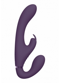 Фиолетовый безремневой вибрострапон Suki со стимулятором клитора - 22 см. - Shots Media BV - купить с доставкой в Ессентуках