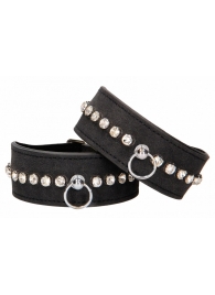 Черные наручники Diamond Studded Wrist Cuffs - Shots Media BV - купить с доставкой в Ессентуках