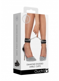 Черные поножи Diamond Studded Ankle Cuffs - Shots Media BV - купить с доставкой в Ессентуках