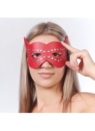 Красная маска на глаза с разрезами и заклепками - Sitabella - купить с доставкой в Ессентуках