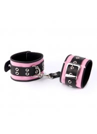 Розово-чёрные наручники с ремешком с двумя карабинами на концах - Sitabella - купить с доставкой в Ессентуках