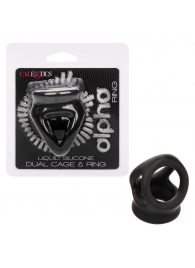 Черное тройное эрекционное кольцо Alpha Liquid Silicone Dual Cage   Ring - California Exotic Novelties - в Ессентуках купить с доставкой