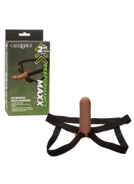 Коричневый фаллопротез из силикона Extension with Harness - 15,75 см. - California Exotic Novelties - купить с доставкой в Ессентуках