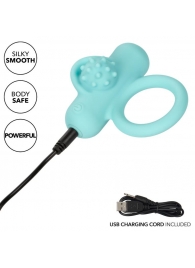 Аквамариновое эрекционное виброкольцо Silicone Rechargeable Nubby Lover’s Delight - California Exotic Novelties - в Ессентуках купить с доставкой