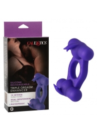 Фиолетовое эрекционное виброкольцо с двумя моторами Silicone Rechargeable Triple Orgasm Enhancer - California Exotic Novelties - в Ессентуках купить с доставкой