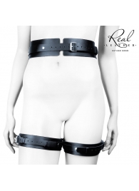 Черный кожаный пояс с гартерами - S-M - Notabu - купить с доставкой в Ессентуках