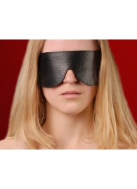 Чёрная широкая кожаная маска на глаза - Sitabella - купить с доставкой в Ессентуках