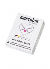 Ультрапрочные презервативы Masculan Ultra Safe Black - 3 шт. - Masculan - купить с доставкой в Ессентуках