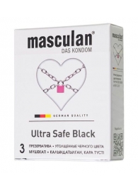 Ультрапрочные презервативы Masculan Ultra Safe Black - 3 шт. - Masculan - купить с доставкой в Ессентуках