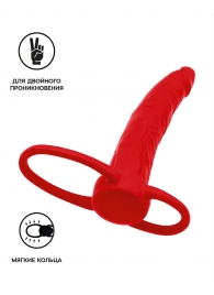 Красная насадка на пенис для двойного проникновения Black Red - 16,5 см. - ToyFa - купить с доставкой в Ессентуках