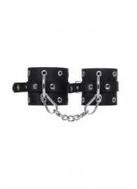 Черные кожаные однослойные наручники с люверсами - Pecado - купить с доставкой в Ессентуках