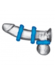 Комплект из трех голубых эрекционных колец 3-Pack Ribbed Rider Cock Ring Set - BlueLine - в Ессентуках купить с доставкой