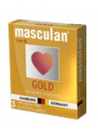 Презервативы Masculan Ultra Gold с золотым напылением и ароматом ванили - 3 шт. - Masculan - купить с доставкой в Ессентуках