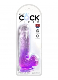 Фиолетовый фаллоимитатор с мошонкой на присоске 6’’ Cock with Balls - 17,8 см. - Pipedream