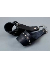 Чёрные кожаные наручники для подвешивания - Подиум - купить с доставкой в Ессентуках