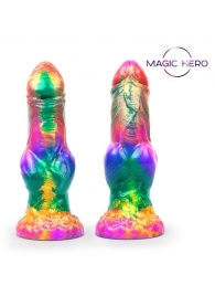 Разноцветный фантазийный фаллоимитатор на присоске - 24 см. - Bior toys