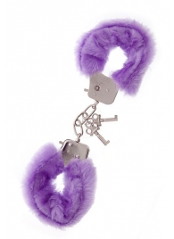 Фиолетовые меховые наручники METAL HANDCUFF WITH PLUSH LAVENDER - Dream Toys - купить с доставкой в Ессентуках