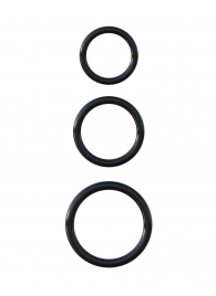 Набор из трех черных эрекционных колец Silicone 3-Ring Stamina Set - Pipedream - в Ессентуках купить с доставкой