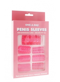 Набор из 7 розовых насадок на пенис ONE-A-DAY PENIS SLEEVES PINK - Seven Creations - в Ессентуках купить с доставкой
