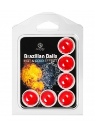 Набор из 6 шариков с массажным маслом Brazilian Balls с охлаждающим и разогревающим эффектом - Secret Play - купить с доставкой в Ессентуках