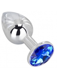 Анальное украшение BUTT PLUG  Small с синим кристаллом - 7 см. - Anal Jewelry Plug - купить с доставкой в Ессентуках