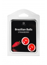 Набор из 2 шариков с массажным маслом Brazilian Balls с ароматом клубники - Secret Play - купить с доставкой в Ессентуках