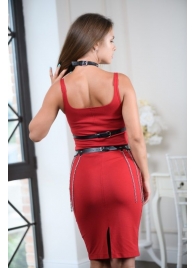 Черно-серебристая портупея-юбка plus size с цепочками - БДСМ Арсенал - купить с доставкой в Ессентуках