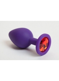 Фиолетовая силиконовая пробка с алым стразом - 8,2 см. - 4sexdreaM - купить с доставкой в Ессентуках