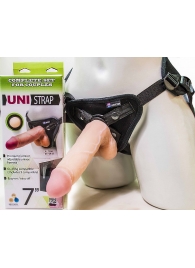 Страпон-унисекс с двумя насадками UNI strap 7  Harness - 19 и 16 см. - LOVETOY (А-Полимер) - купить с доставкой в Ессентуках