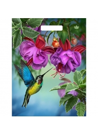 Пакет с принтом в виде колибри в цветах с вырубной ручкой (31х40 см) - Сима-Ленд - купить с доставкой в Ессентуках