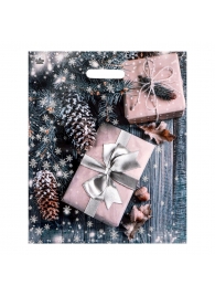 Новогодний пакет с принтом в виде подарков и вырубной ручкой (45х38 см) - Сима-Ленд - купить с доставкой в Ессентуках