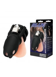Черная клетка для пениса Silicone Small 2 in Cock Cage With Ball Divider - BlueLine - купить с доставкой в Ессентуках