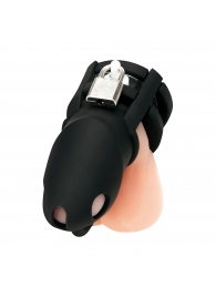 Черная клетка для пениса Silicone Small 2 in Cock Cage With Ball Divider - BlueLine - купить с доставкой в Ессентуках