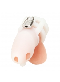 Белая клетка для пениса Silicone Small 2 in Cock Cage With Ball Divider - BlueLine - купить с доставкой в Ессентуках