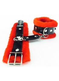 Красные наручники с мехом BDSM Light - БДСМ Арсенал - купить с доставкой в Ессентуках